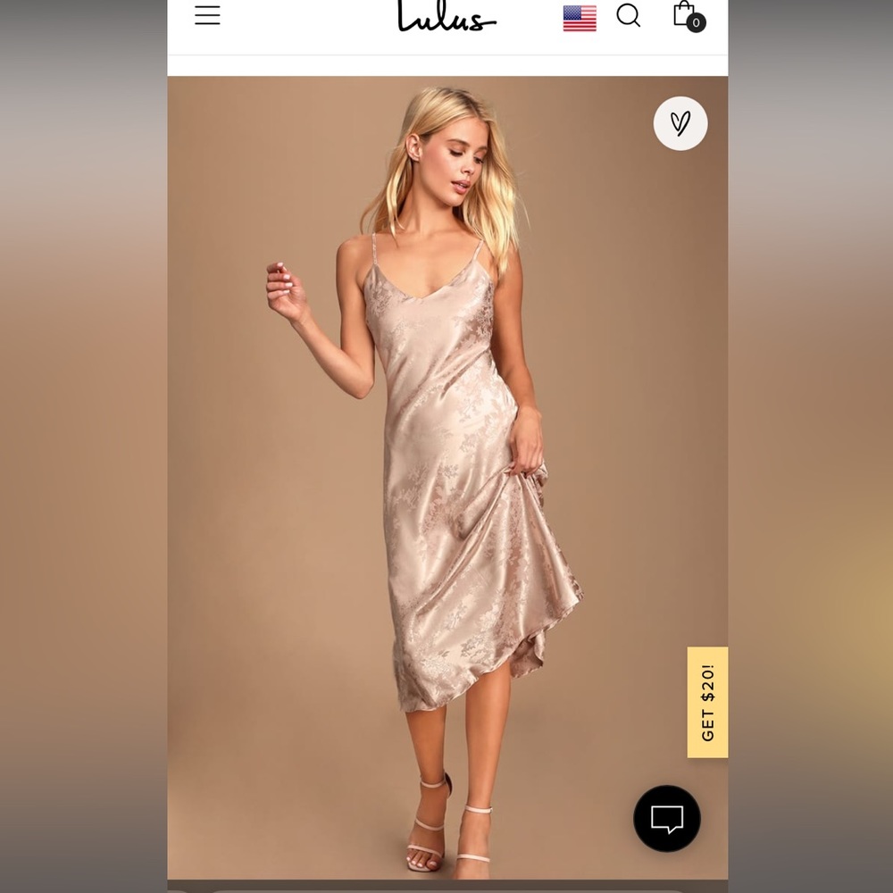 Lulus Calla Love Champagne Jacquard Satin Slip Dress